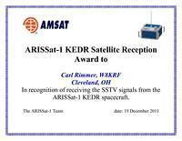 W8KRF ARISSat SSTV Award